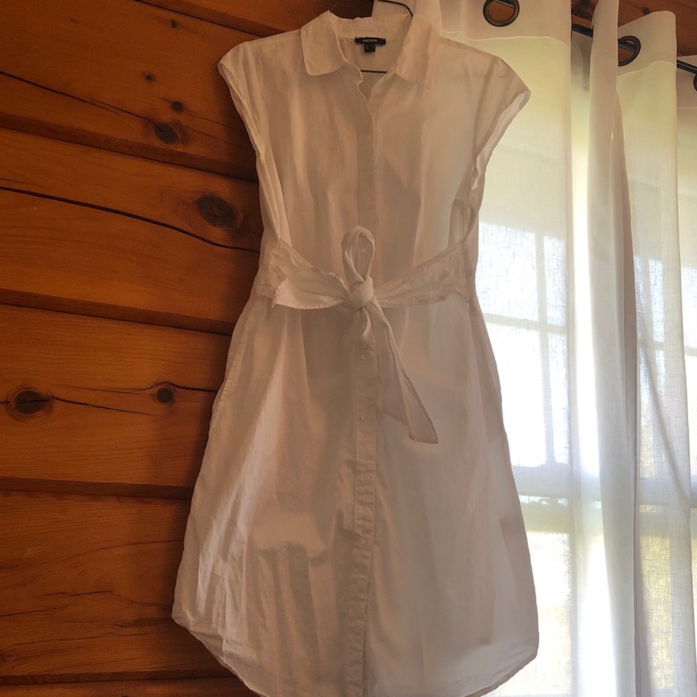 Classic White Shirt Dress with Waist Tie